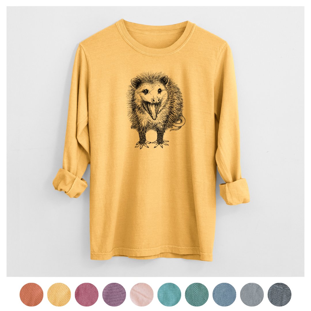 Sustainable US-Grown cotton long sleeve hissing opossum shirt - becausetees