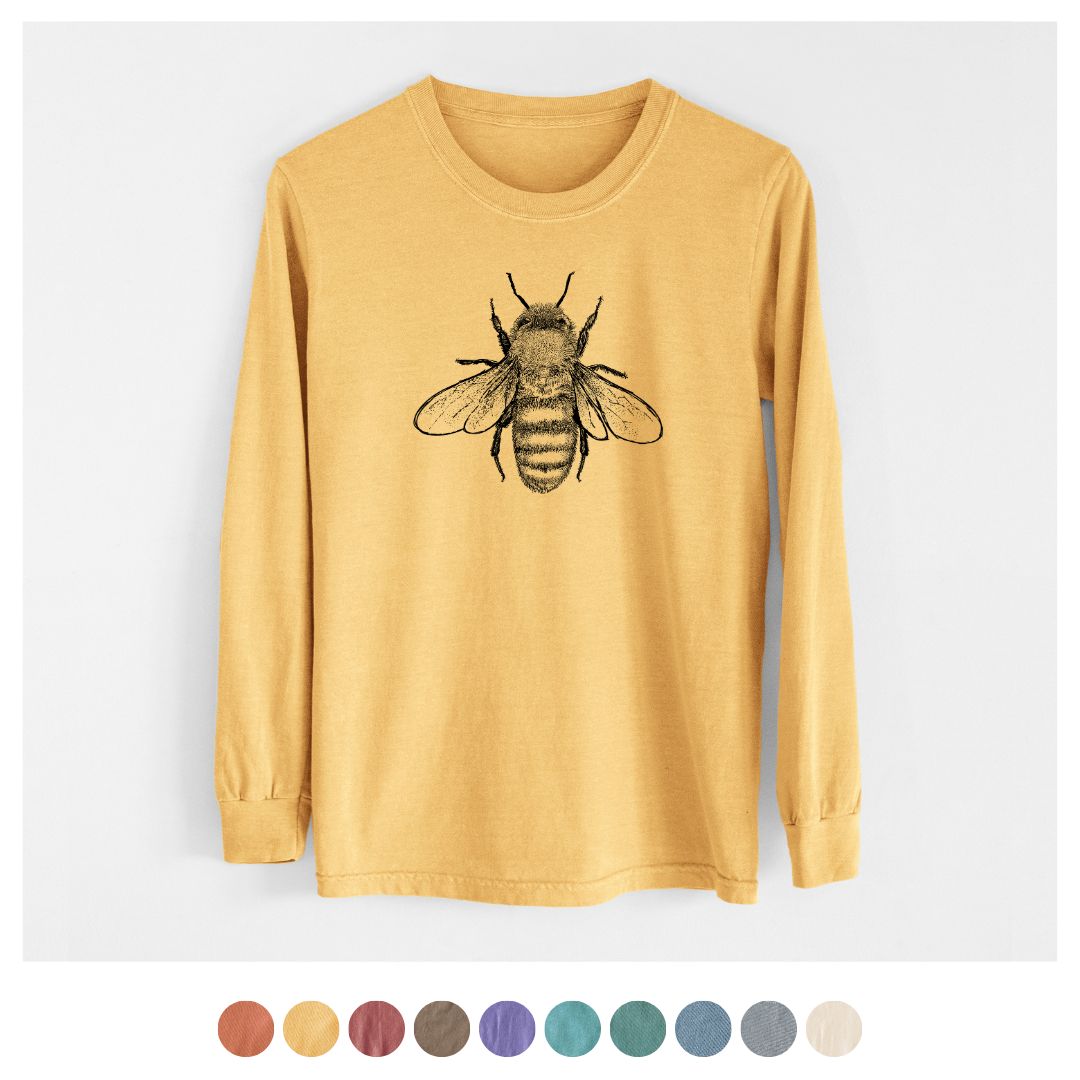 Sustainable US-Grown cotton long sleeve honeybee goldenwheat shirt - becausetees