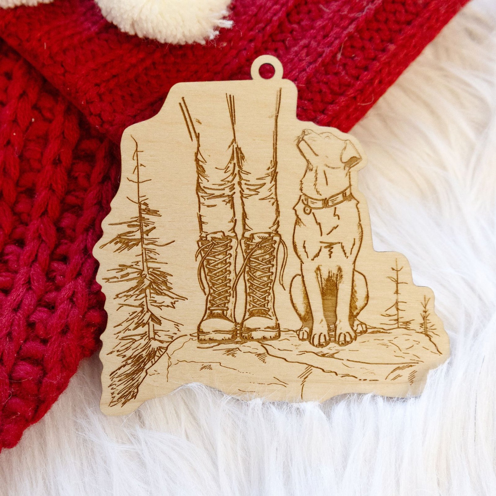 Product photo of the BeCause Tees Trail Companions Wooden Ornament.