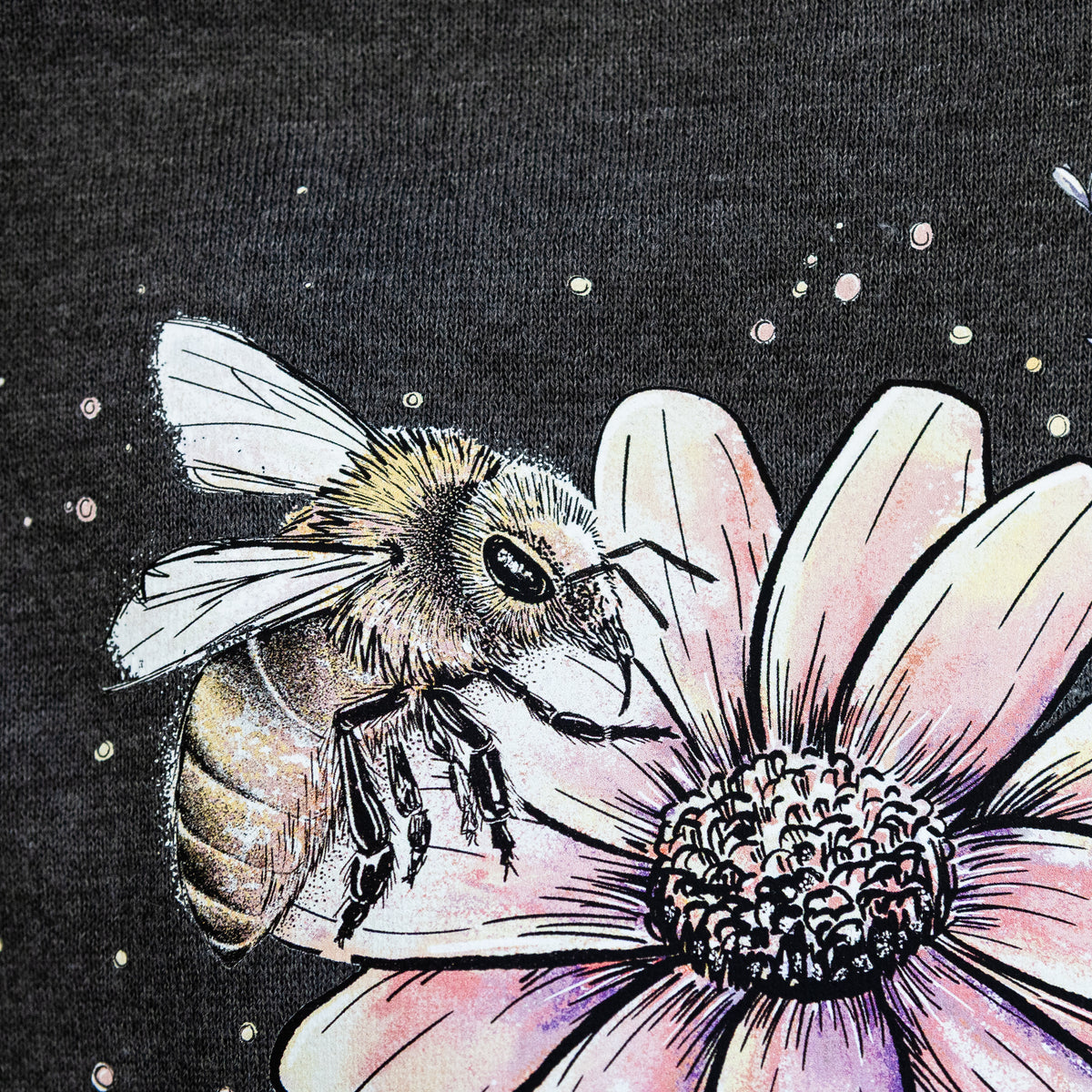 Product photo of the BeCause Tees Bee with Wildflowers - Cali Wave Hooded Sweatshirt.