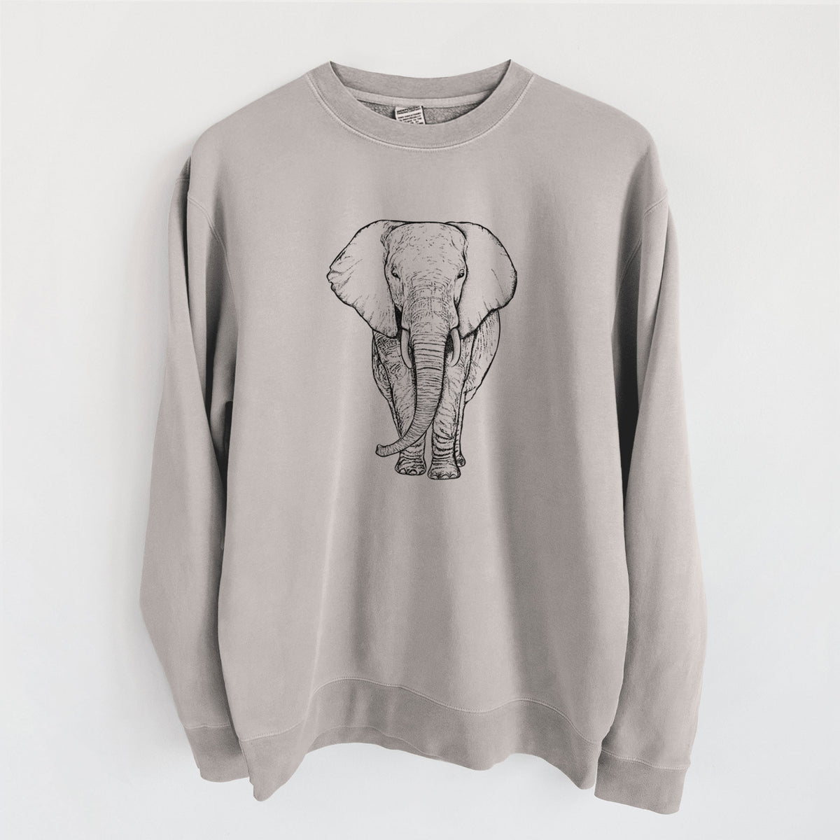Loxodonta africana - African Elephant - Unisex Pigment Dyed Crew Sweatshirt in Cement