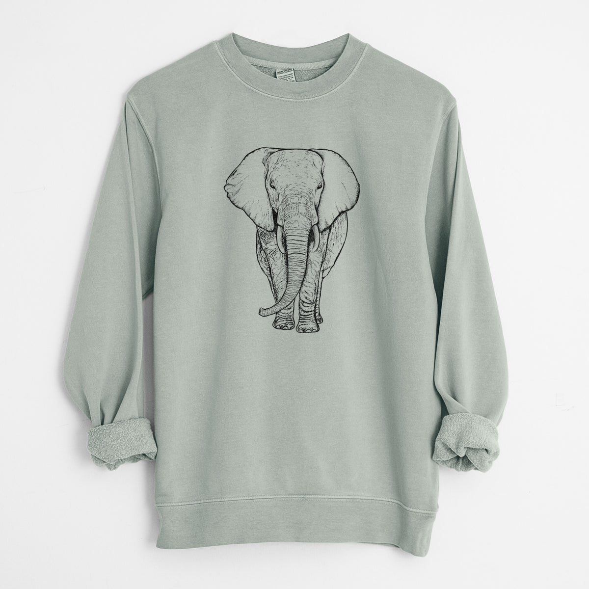 Loxodonta africana - African Elephant - Unisex Pigment Dyed Crew Sweatshirt in Sage