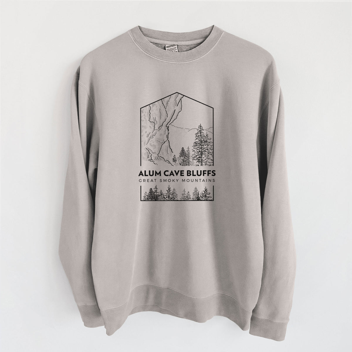 Alum Cave Bluffs - Great Smoky Mountains National Park - Unisex Pigment Dyed Crew Sweatshirt in Cement