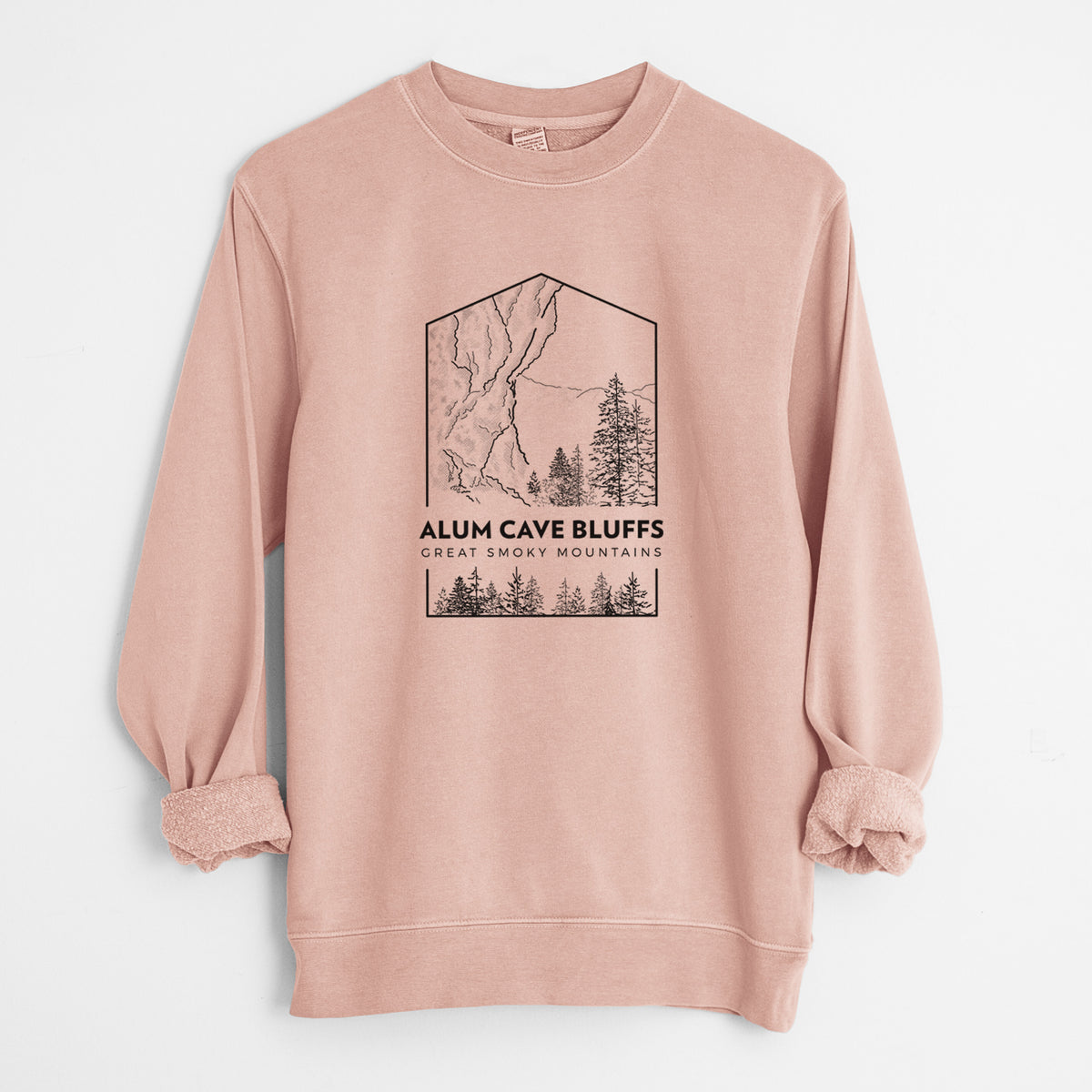 Alum Cave Bluffs - Great Smoky Mountains National Park - Unisex Pigment Dyed Crew Sweatshirt in Dusty Pink