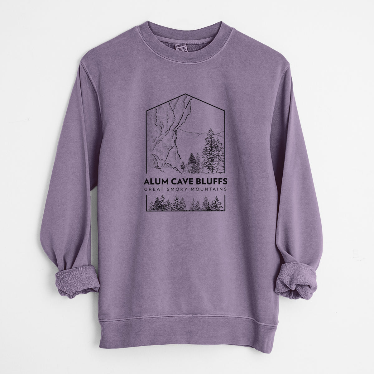 Alum Cave Bluffs - Great Smoky Mountains National Park - Unisex Pigment Dyed Crew Sweatshirt in Plum