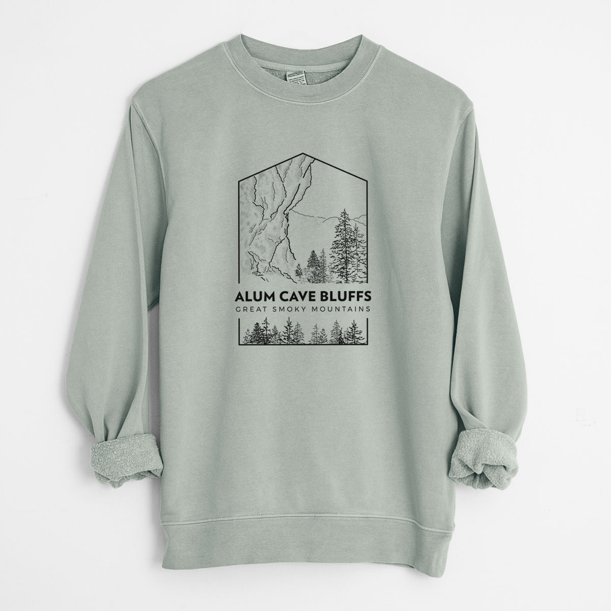 Alum Cave Bluffs - Great Smoky Mountains National Park - Unisex Pigment Dyed Crew Sweatshirt in Sage