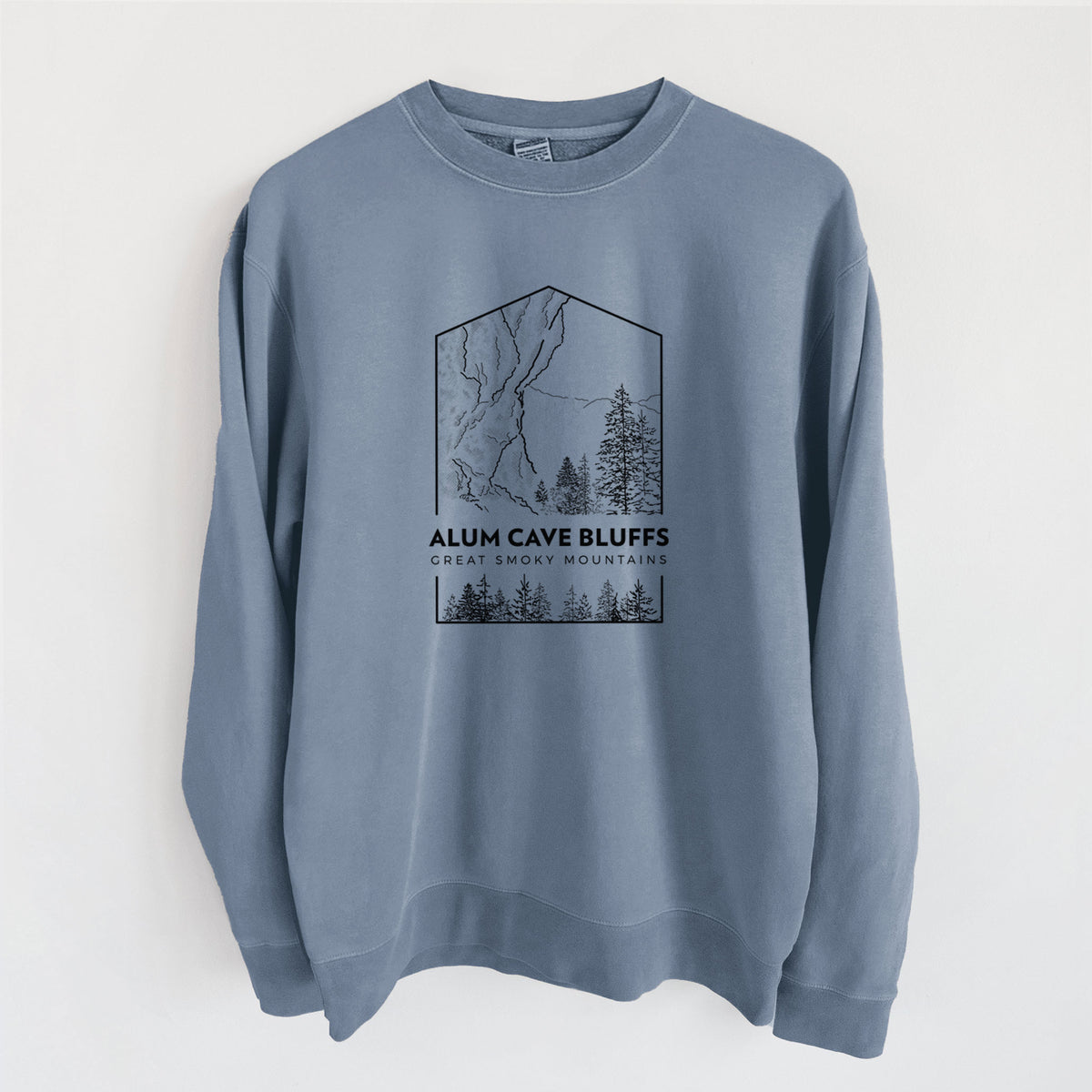 Alum Cave Bluffs - Great Smoky Mountains National Park - Unisex Pigment Dyed Crew Sweatshirt in Slate Blue