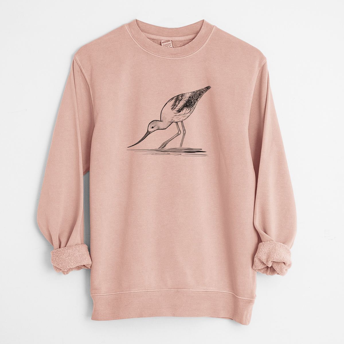 American Avocet - Recurvirostra americana - Unisex Pigment Dyed Crew Sweatshirt in Dusty Pink