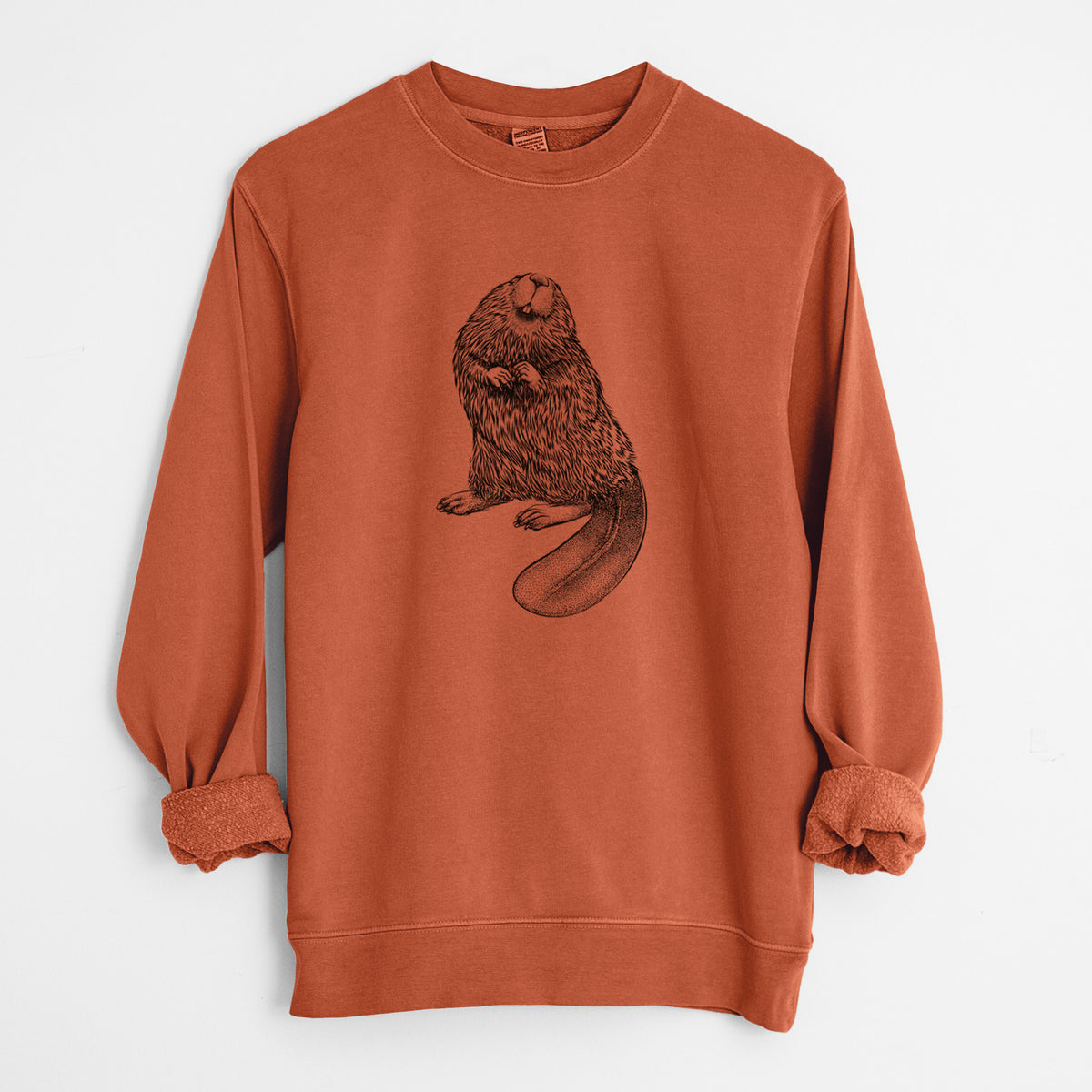 North American Beaver - Castor canadensis - Unisex Pigment Dyed Crew Sweatshirt in Amber