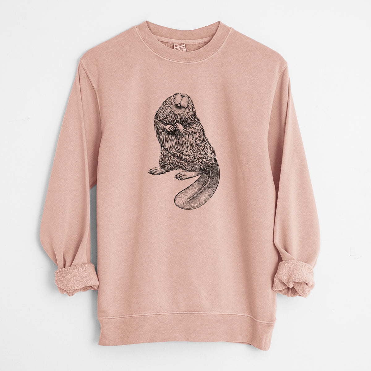 North American Beaver - Castor canadensis - Unisex Pigment Dyed Crew Sweatshirt in Dusty Pink