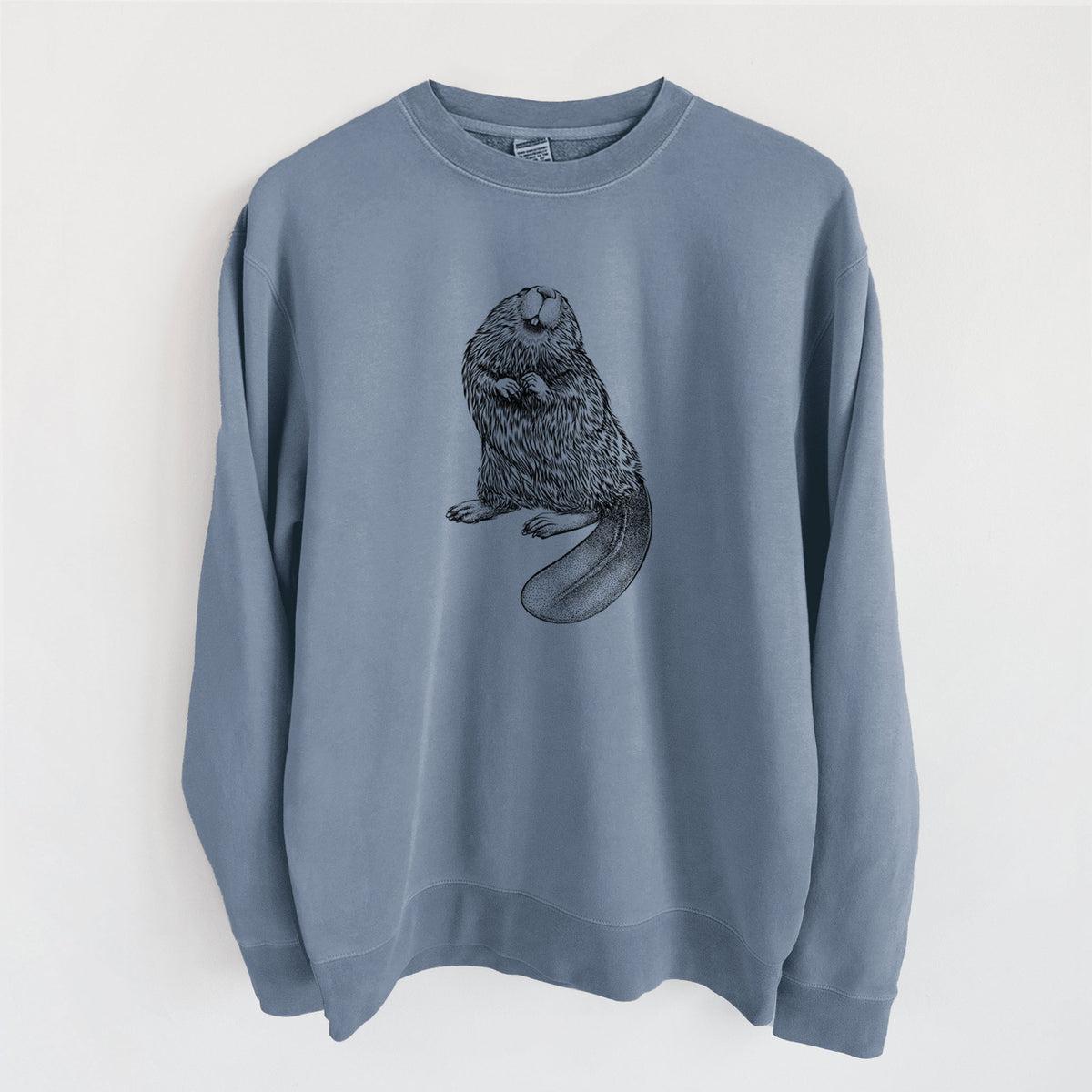 North American Beaver - Castor canadensis - Unisex Pigment Dyed Crew Sweatshirt in Slate Blue