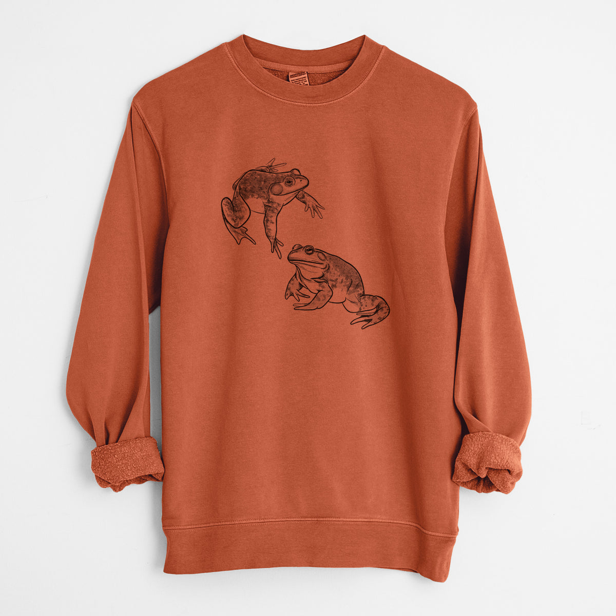 American Bullfrogs - Lithobates catesbeianus - Unisex Pigment Dyed Crew Sweatshirt in Amber