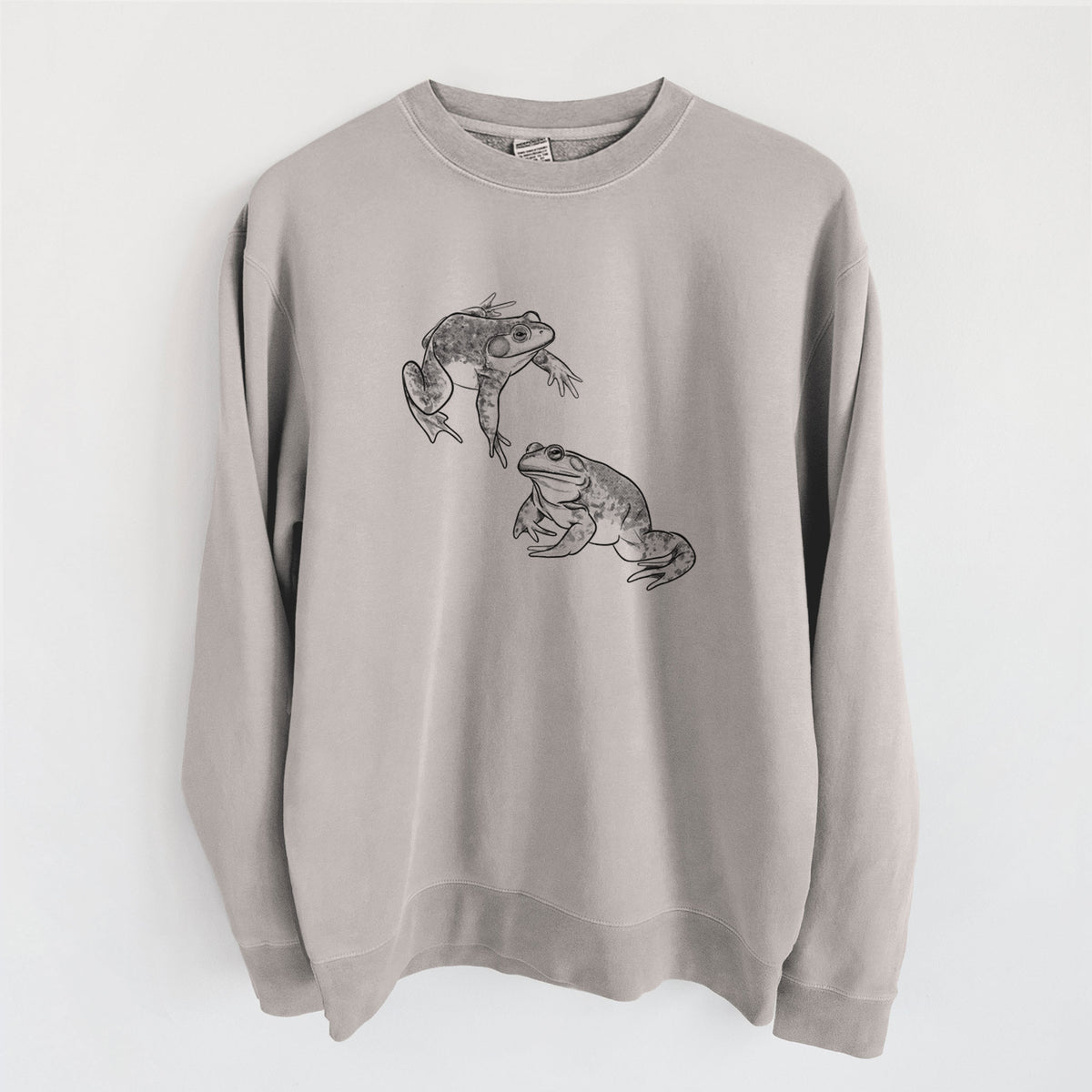 American Bullfrogs - Lithobates catesbeianus - Unisex Pigment Dyed Crew Sweatshirt in Cement