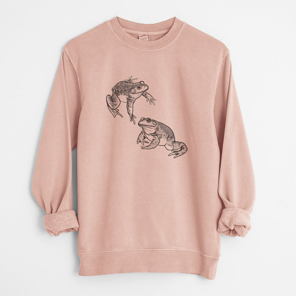 American Bullfrogs - Lithobates catesbeianus - Unisex Pigment Dyed Crew Sweatshirt in Dusty Pink
