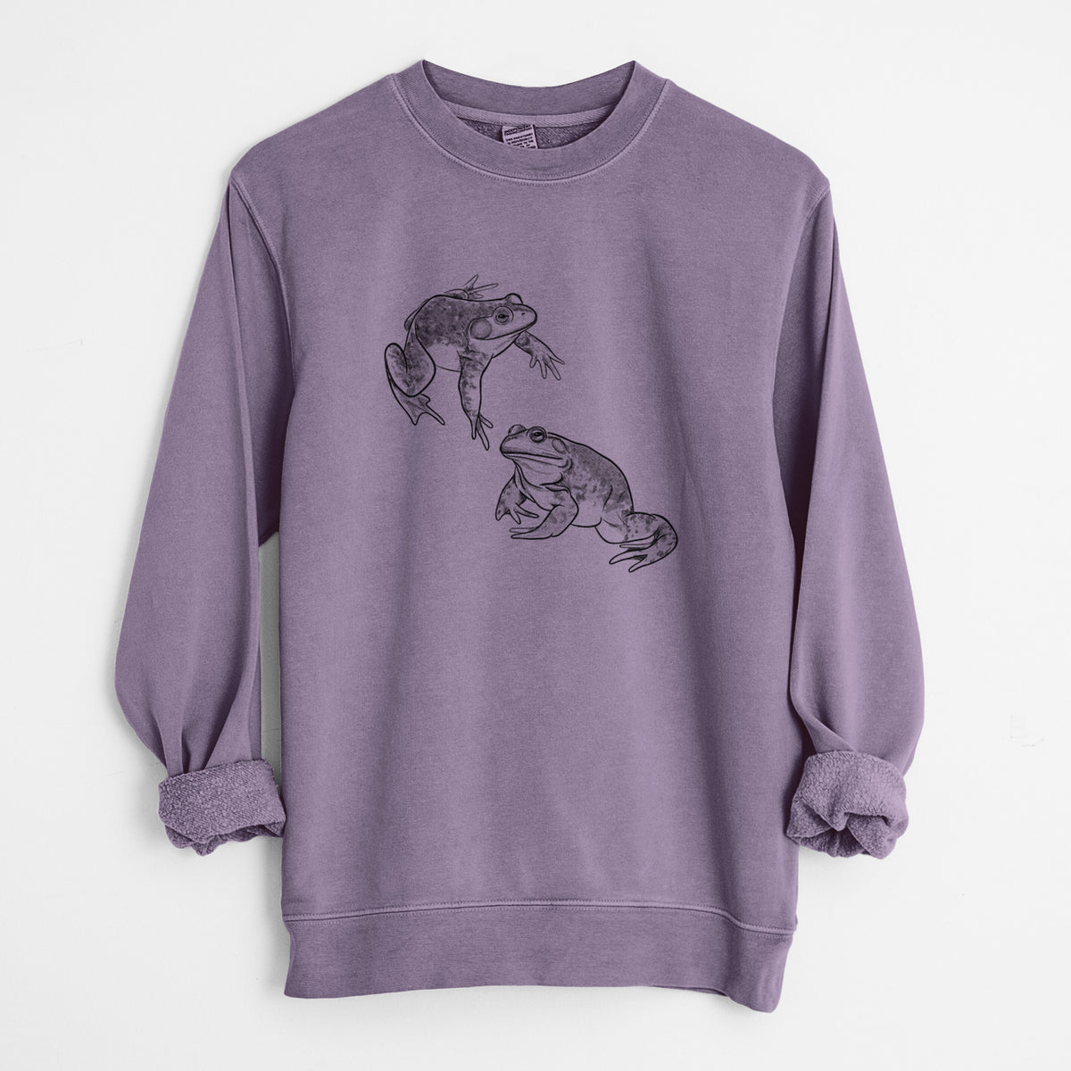 American Bullfrogs - Lithobates catesbeianus - Unisex Pigment Dyed Crew Sweatshirt in Plum