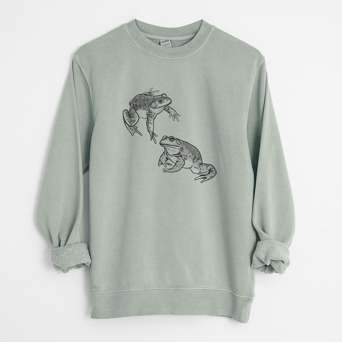 American Bullfrogs - Lithobates catesbeianus - Unisex Pigment Dyed Crew Sweatshirt in Sage