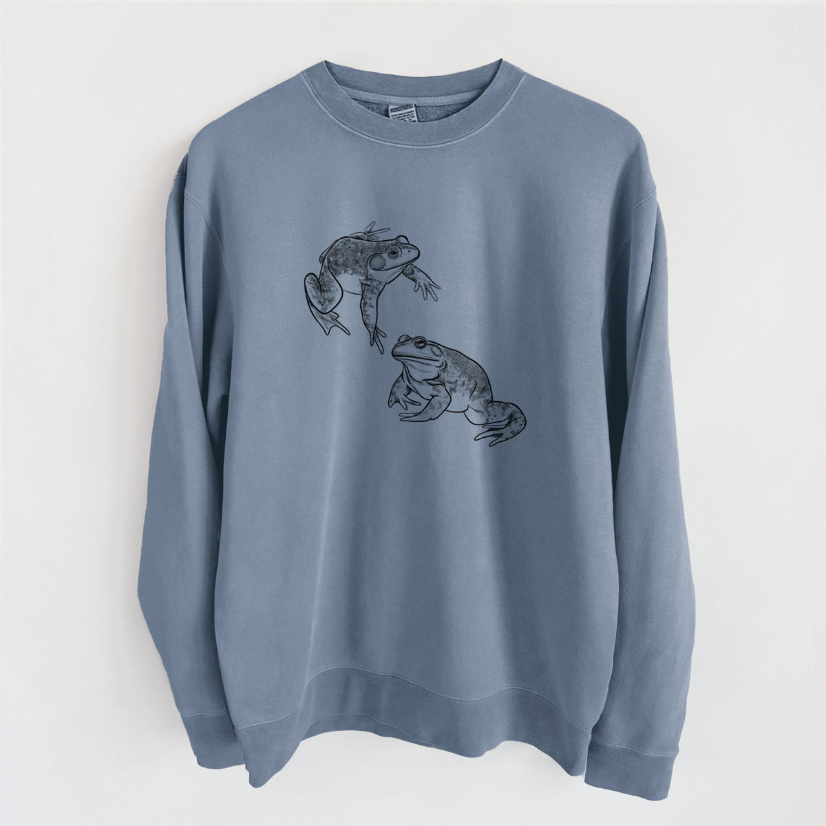 American Bullfrogs - Lithobates catesbeianus - Unisex Pigment Dyed Crew Sweatshirt in Slate Blue