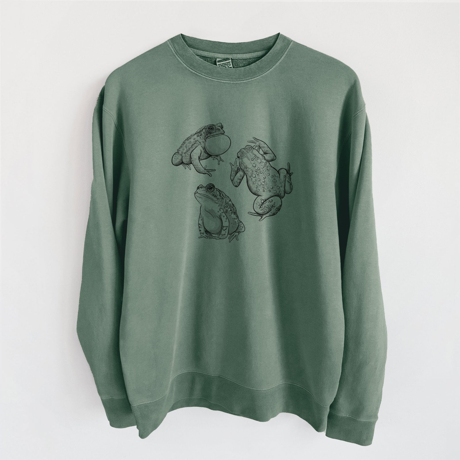 American Toads - Anaxyrus americanus - Unisex Pigment Dyed Crew Sweatshirt in Alpine Green