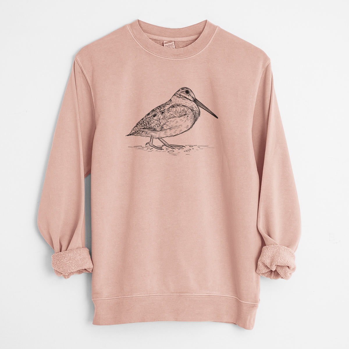 American Woodcock - Scolopax minor - Unisex Pigment Dyed Crew Sweatshirt in Dusty Pink