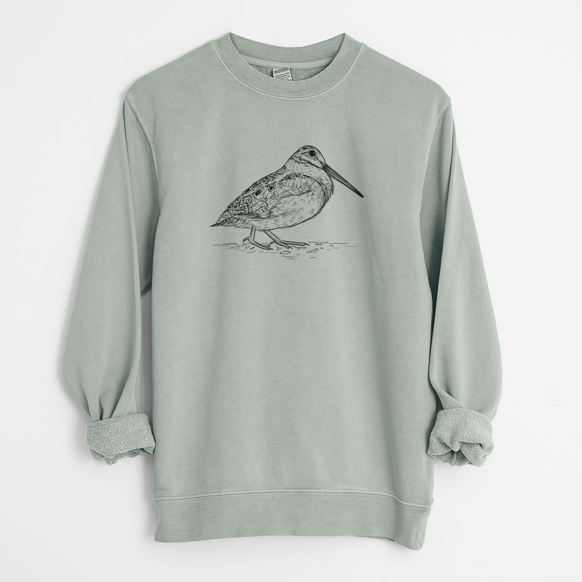 American Woodcock - Scolopax minor - Unisex Pigment Dyed Crew Sweatshirt in Sage