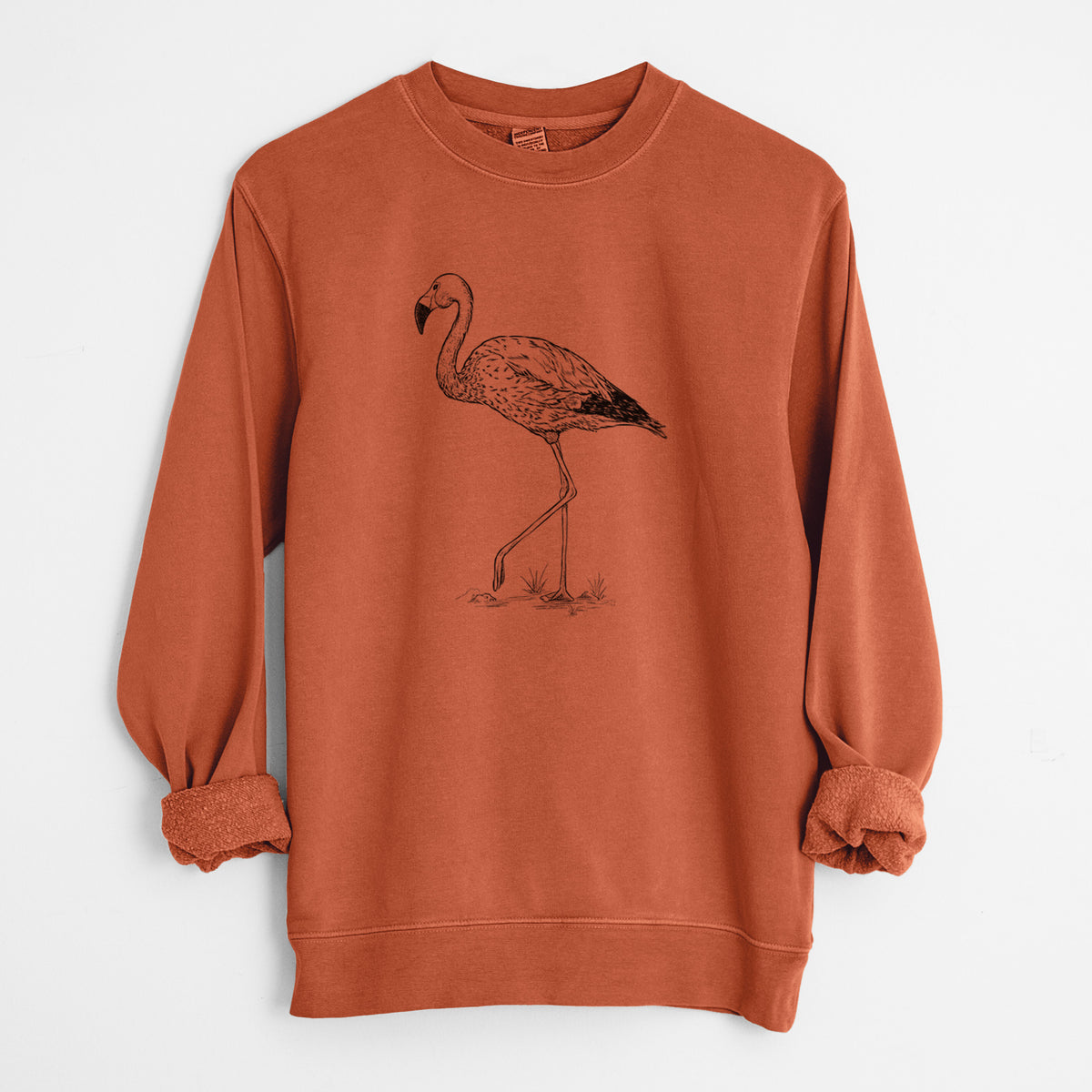 Andean Flamingo - Phoenicoparrus andinus - Unisex Pigment Dyed Crew Sweatshirt in Amber