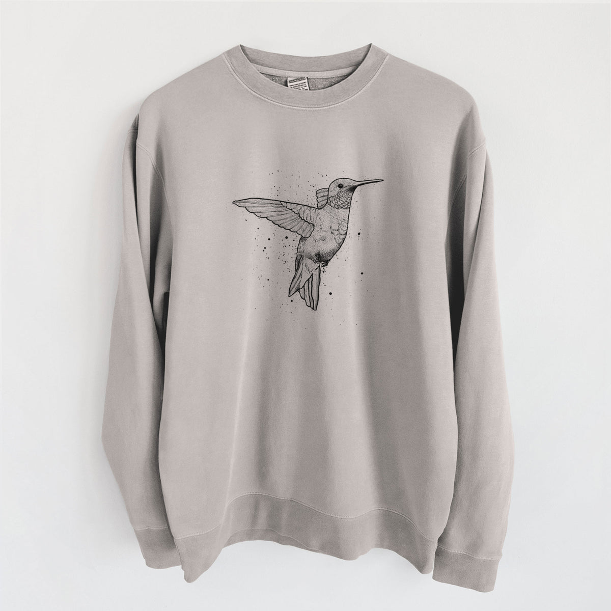 Archilochus Colubris - Ruby-throated Hummingbird - Unisex Pigment Dyed Crew Sweatshirt in Cement