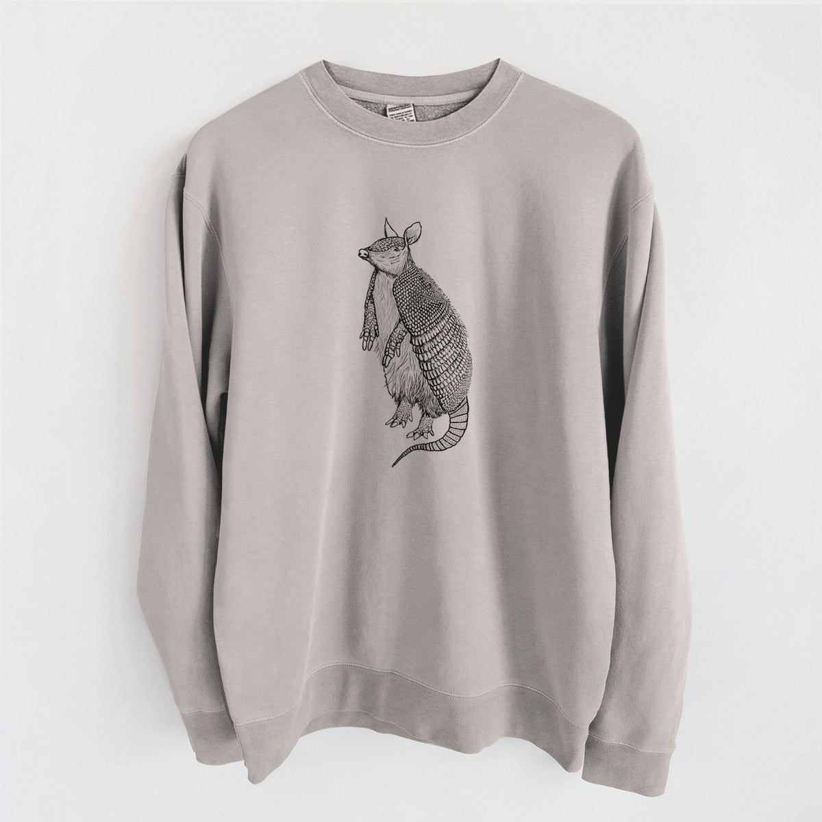 Nine-Banded Armadillo - Dasypus novemcinctus - Unisex Pigment Dyed Crew Sweatshirt in Cement