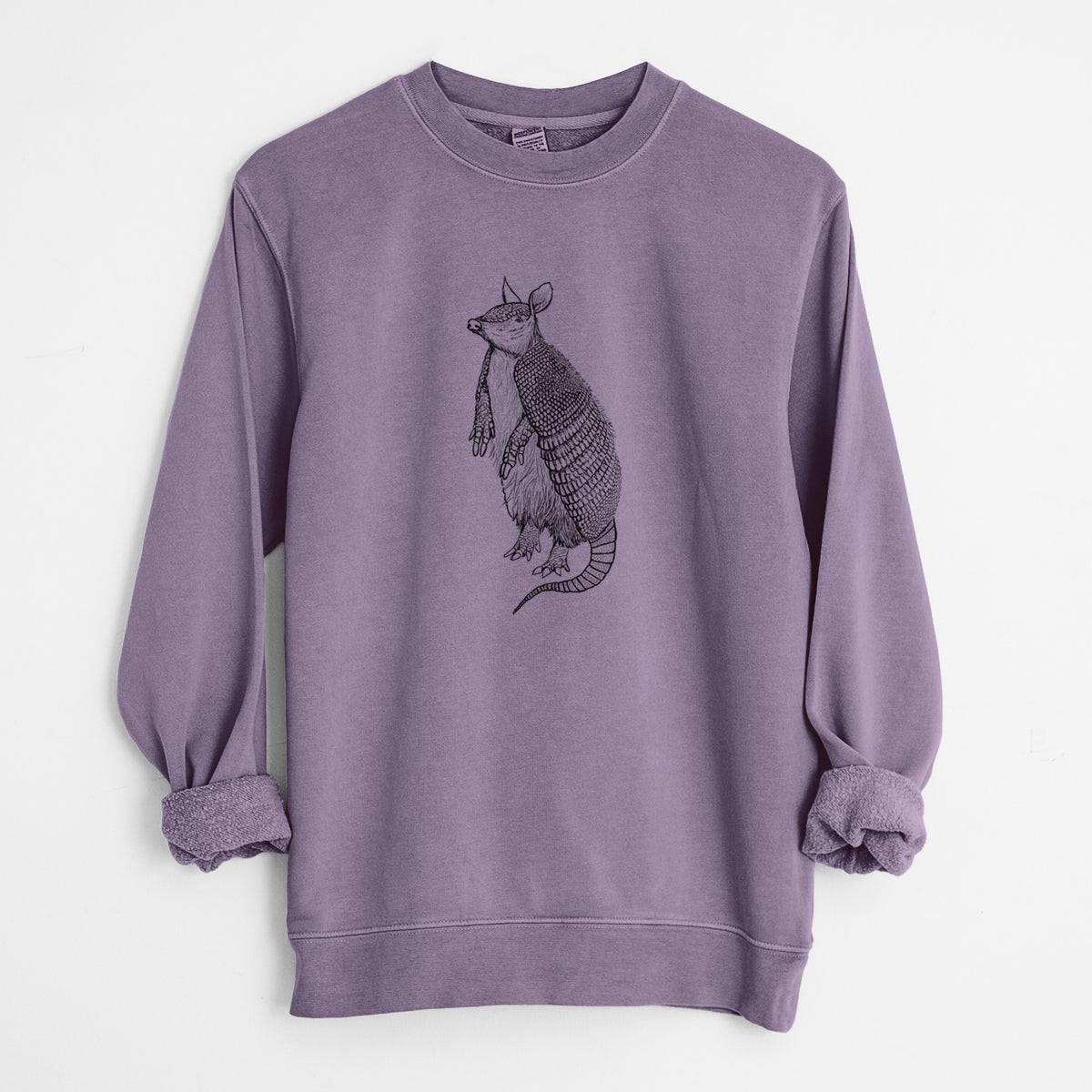 Nine-Banded Armadillo - Dasypus novemcinctus - Unisex Pigment Dyed Crew Sweatshirt in Plum