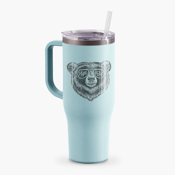 Papa Bear 40oz Tumbler with Handle Because Tees