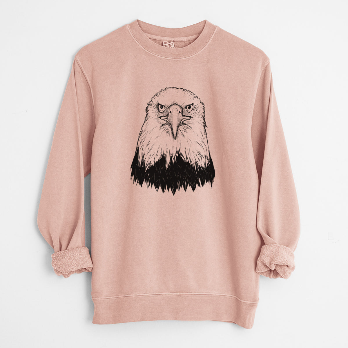 Haliaeetus Leucocephalus - American Bald Eagle - Unisex Pigment Dyed Crew Sweatshirt in Dusty Pink