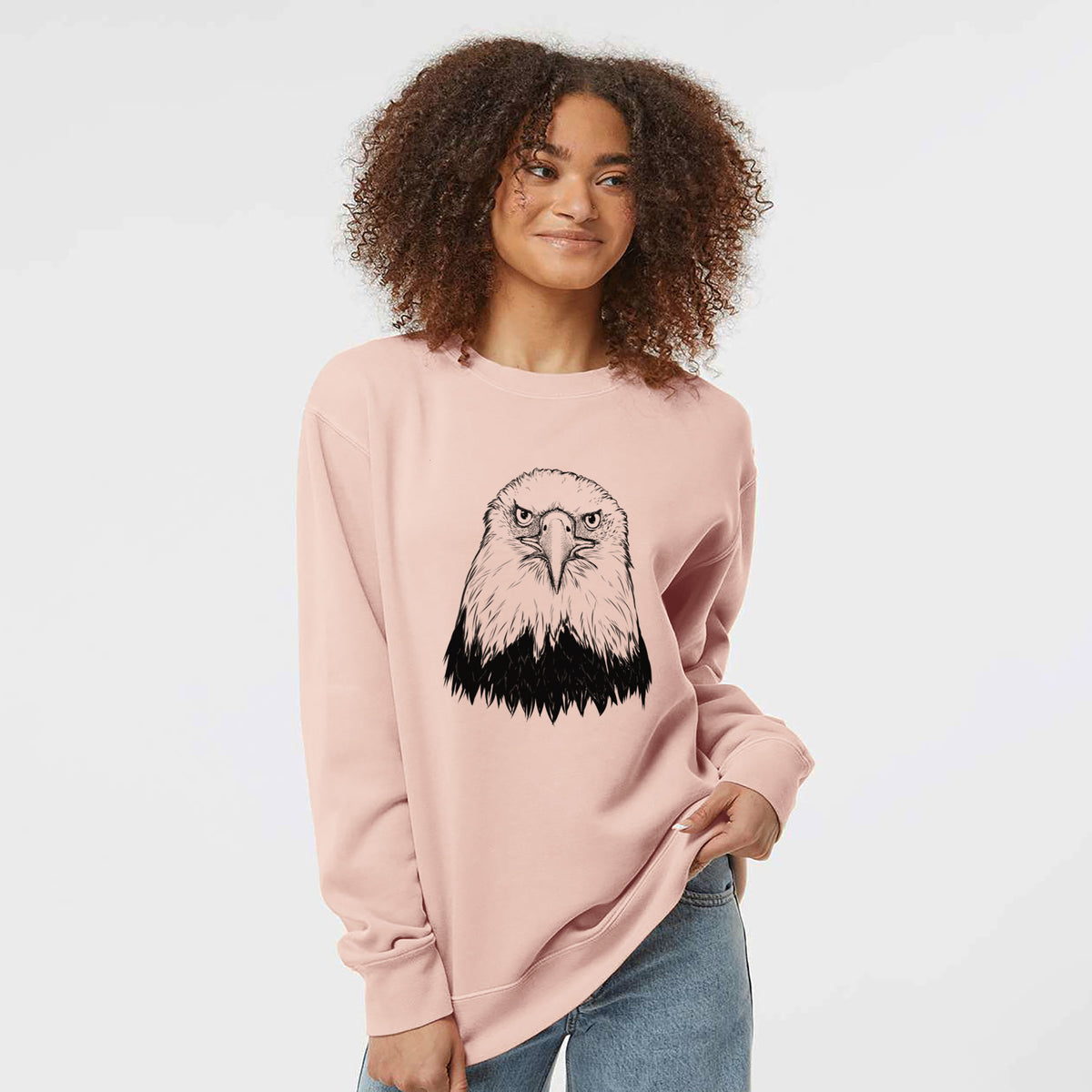 Haliaeetus Leucocephalus - American Bald Eagle - Unisex Pigment Dyed Crew Sweatshirt in Dusty Pink