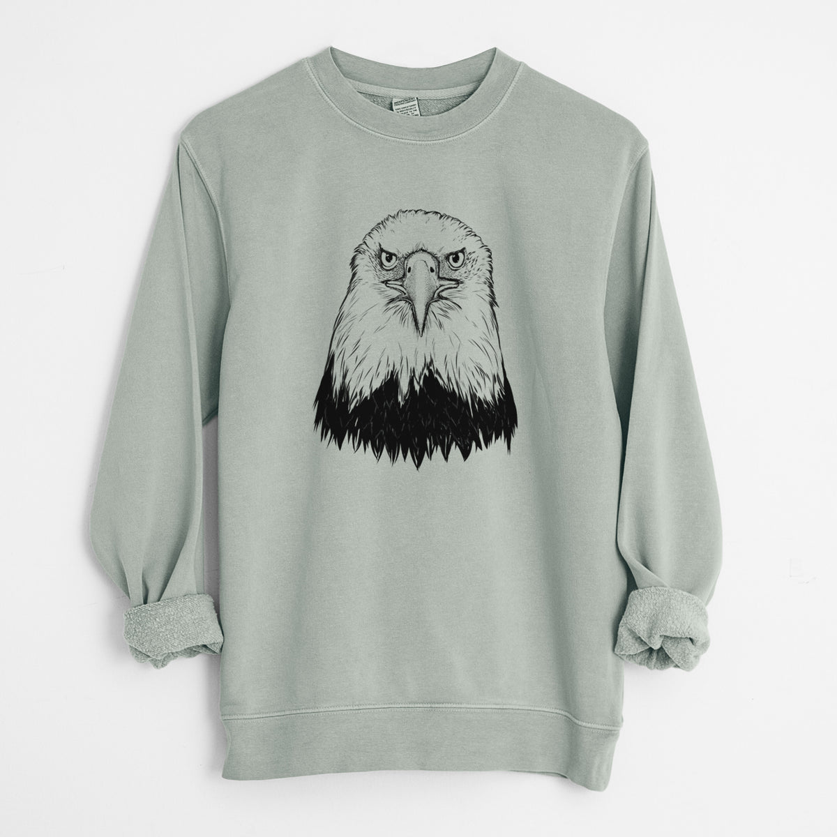 Haliaeetus Leucocephalus - American Bald Eagle - Unisex Pigment Dyed Crew Sweatshirt in Sage