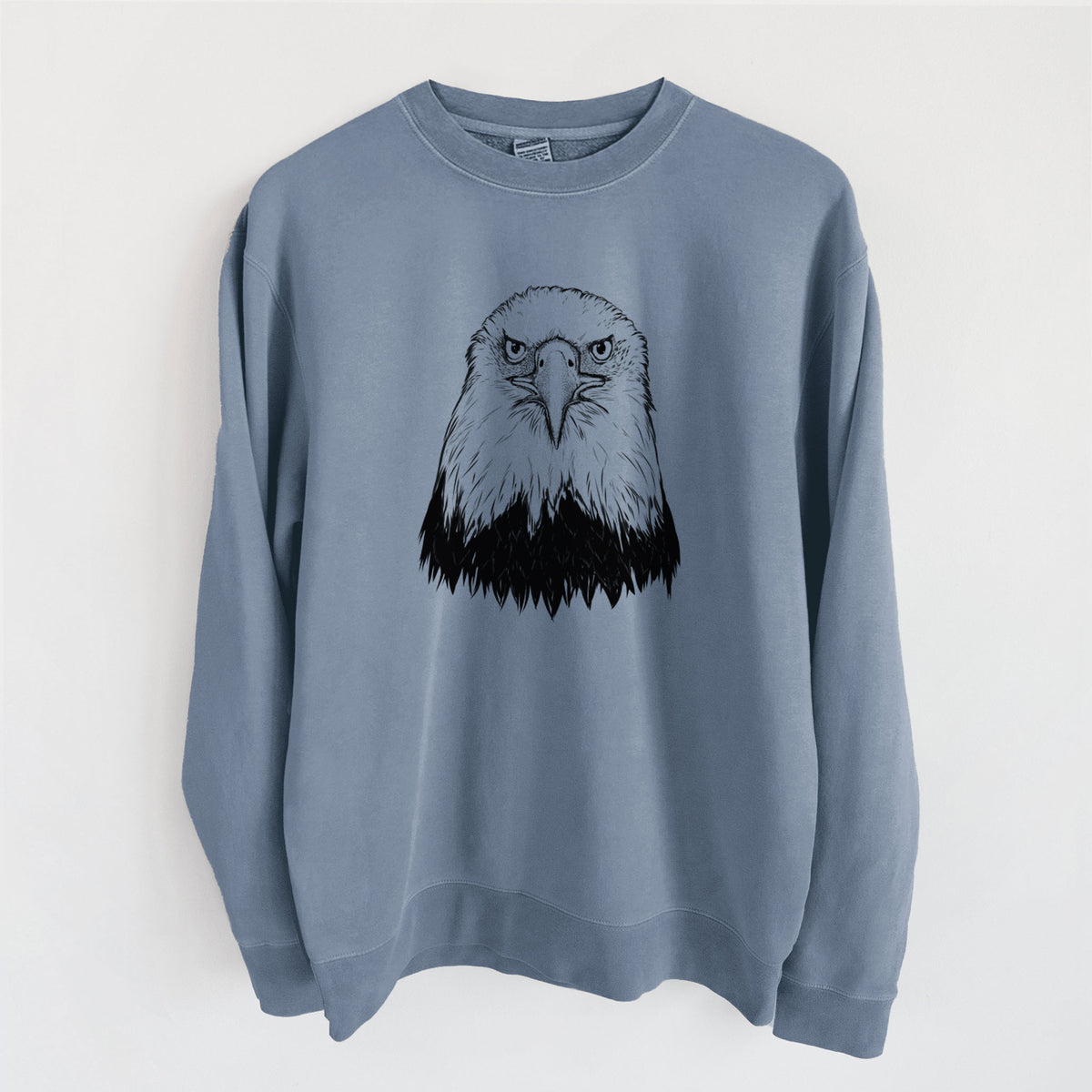 Haliaeetus Leucocephalus - American Bald Eagle - Unisex Pigment Dyed Crew Sweatshirt in Slate Blue