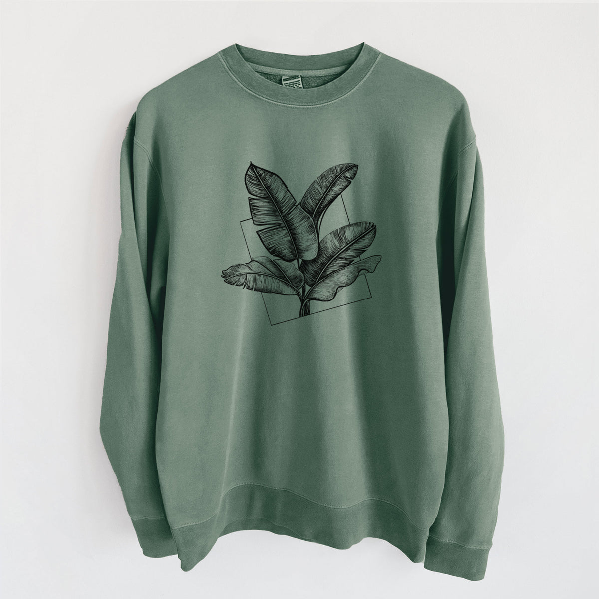 Banana Plant Leaves - Unisex Pigment Dyed Crew Sweatshirt in Alpine Green