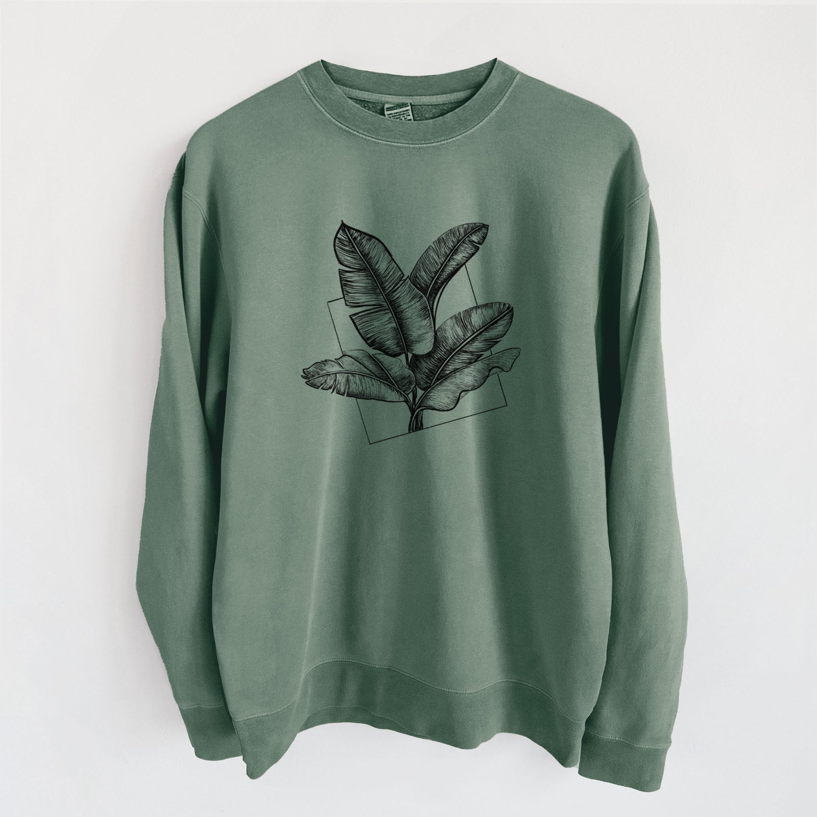 Banana Plant Leaves - Unisex Pigment Dyed Crew Sweatshirt in Alpine Green
