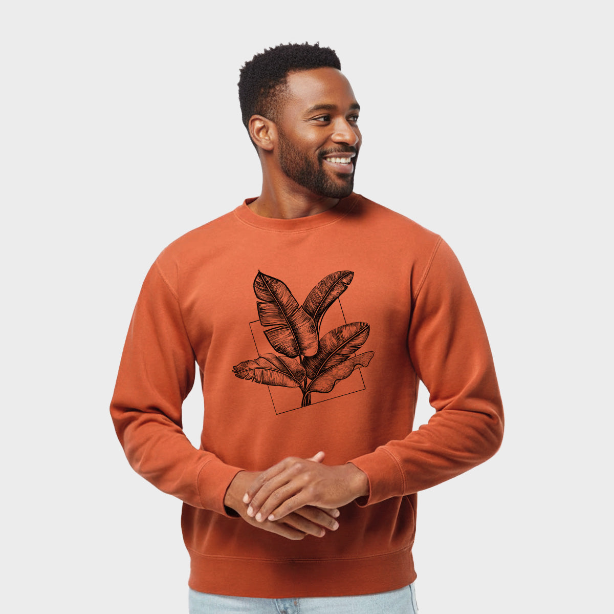 Banana Plant Leaves - Unisex Pigment Dyed Crew Sweatshirt in Amber