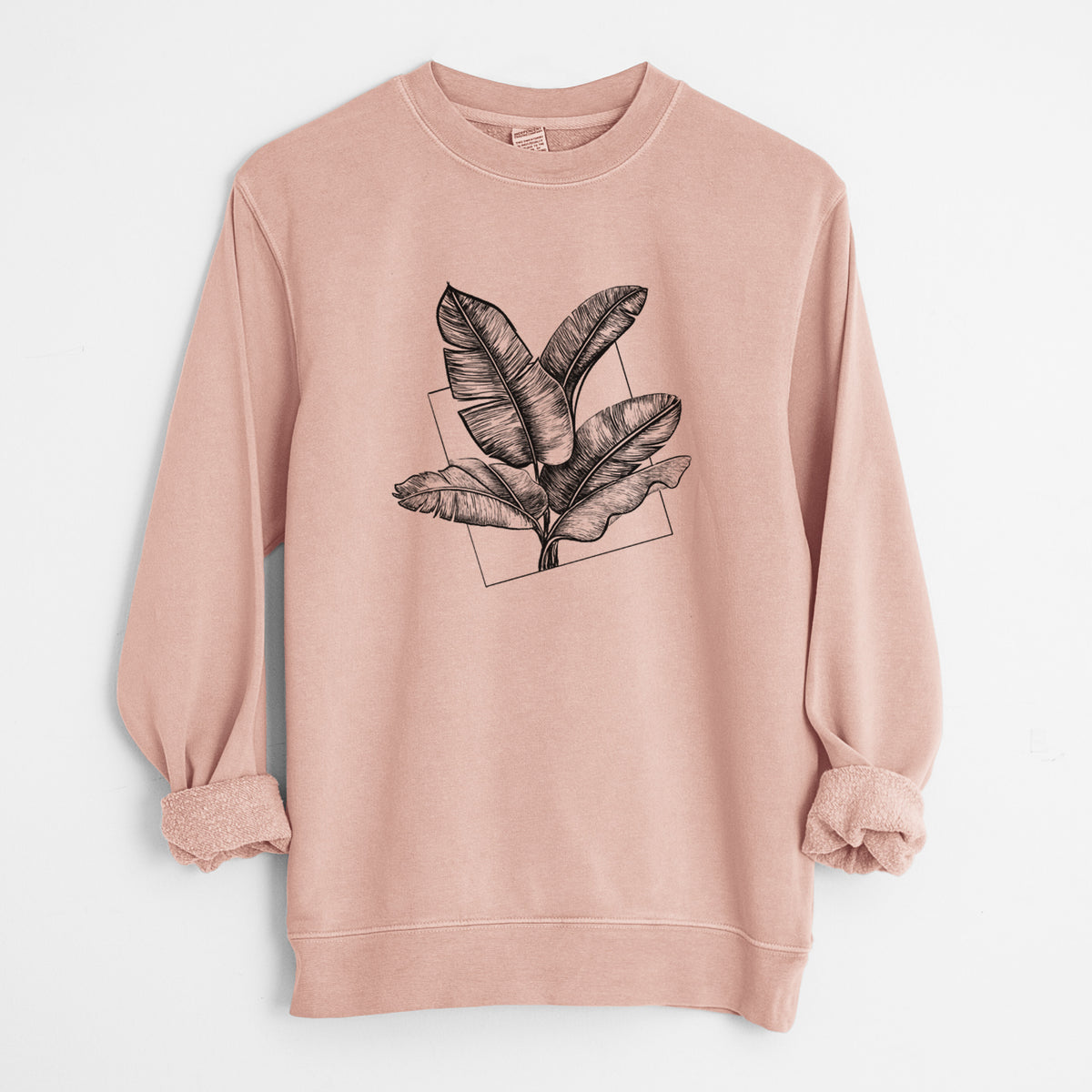 Banana Plant Leaves - Unisex Pigment Dyed Crew Sweatshirt in Dusty Pink