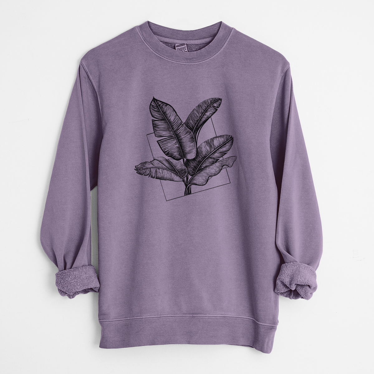 Banana Plant Leaves - Unisex Pigment Dyed Crew Sweatshirt in Plum