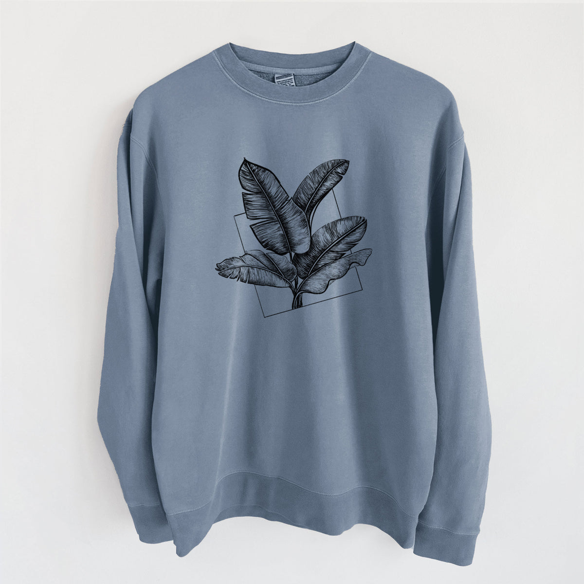 Banana Plant Leaves - Unisex Pigment Dyed Crew Sweatshirt in Slate Blue