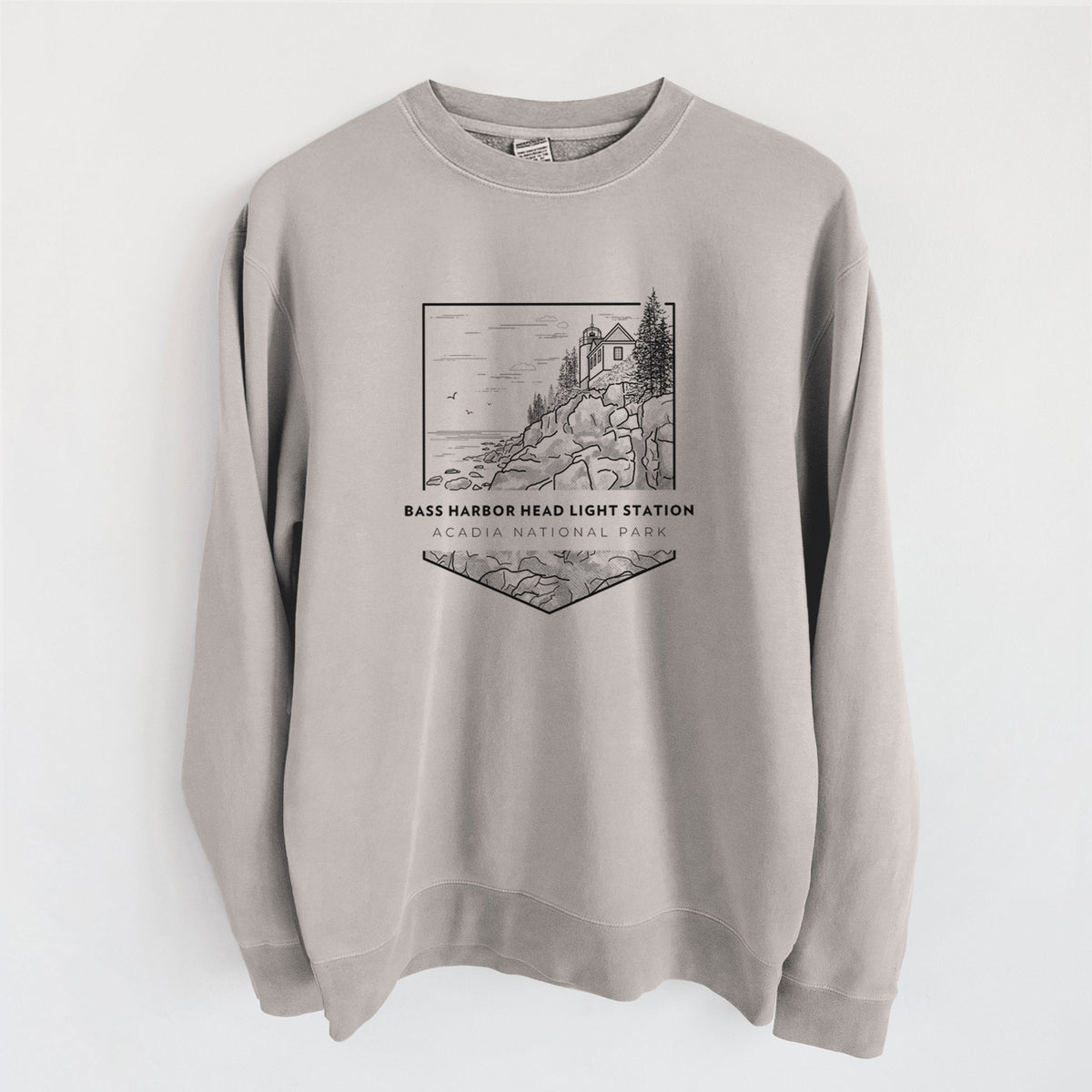 Bass Harbor Head Light Station - Acadia National Park - Unisex Pigment Dyed Crew Sweatshirt in Cement