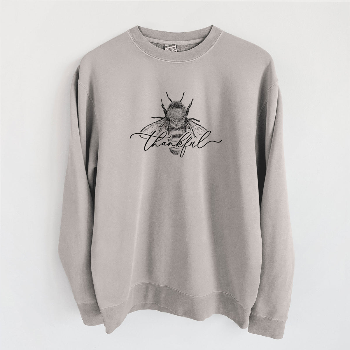 Bee Thankful - Unisex Pigment Dyed Crew Sweatshirt in Cement