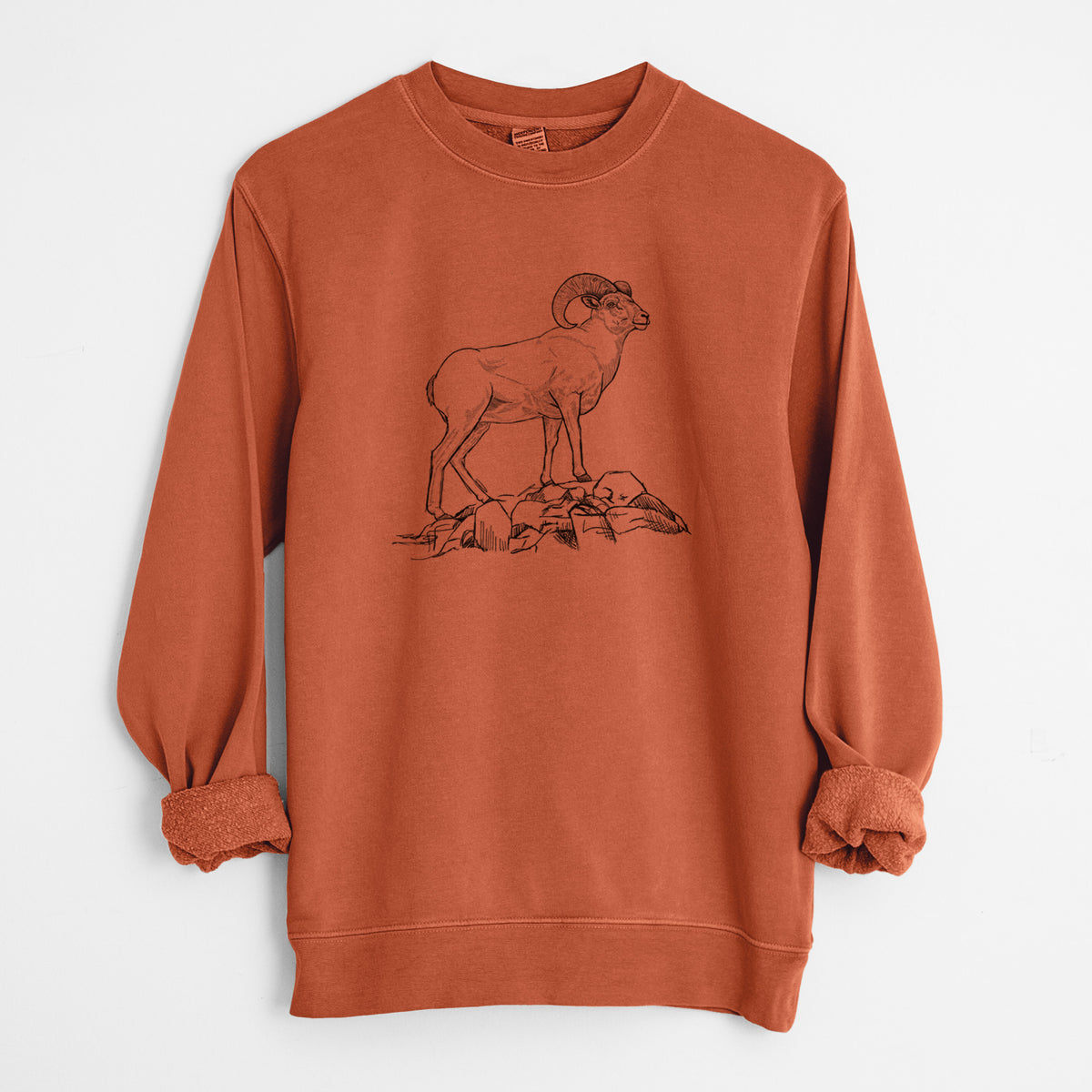 Bighorn Sheep Ram - Ovis canadensis - Unisex Pigment Dyed Crew Sweatshirt in Amber