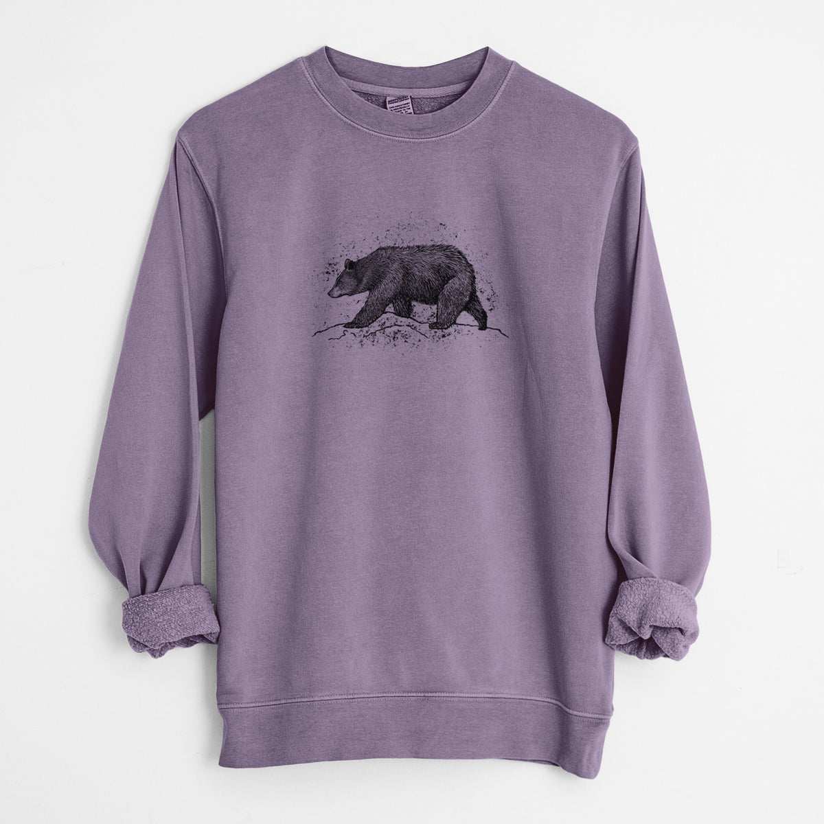 Black Bear - Unisex Pigment Dyed Crew Sweatshirt in Plum