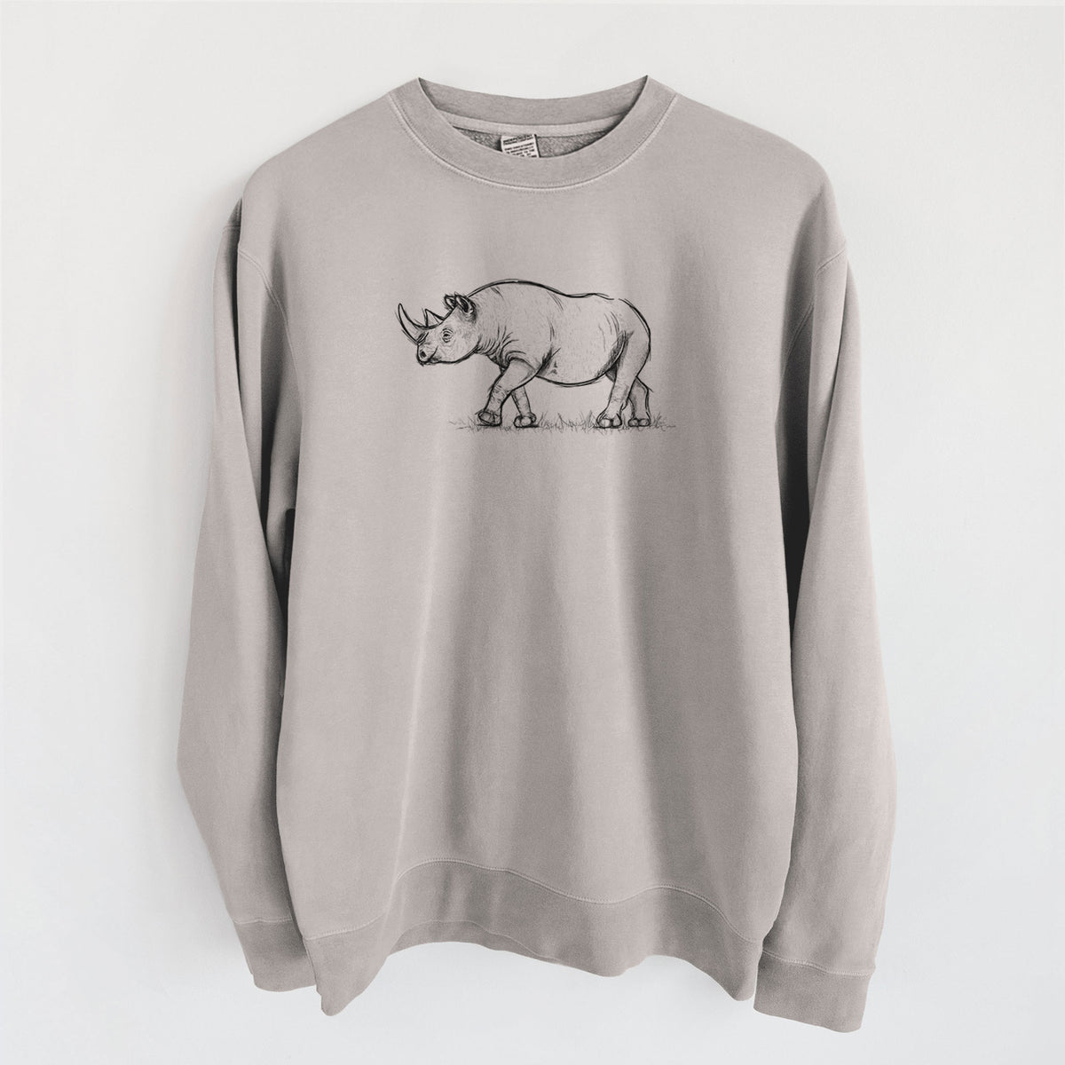 Black Rhinoceros - Diceros bicornis - Unisex Pigment Dyed Crew Sweatshirt in Cement