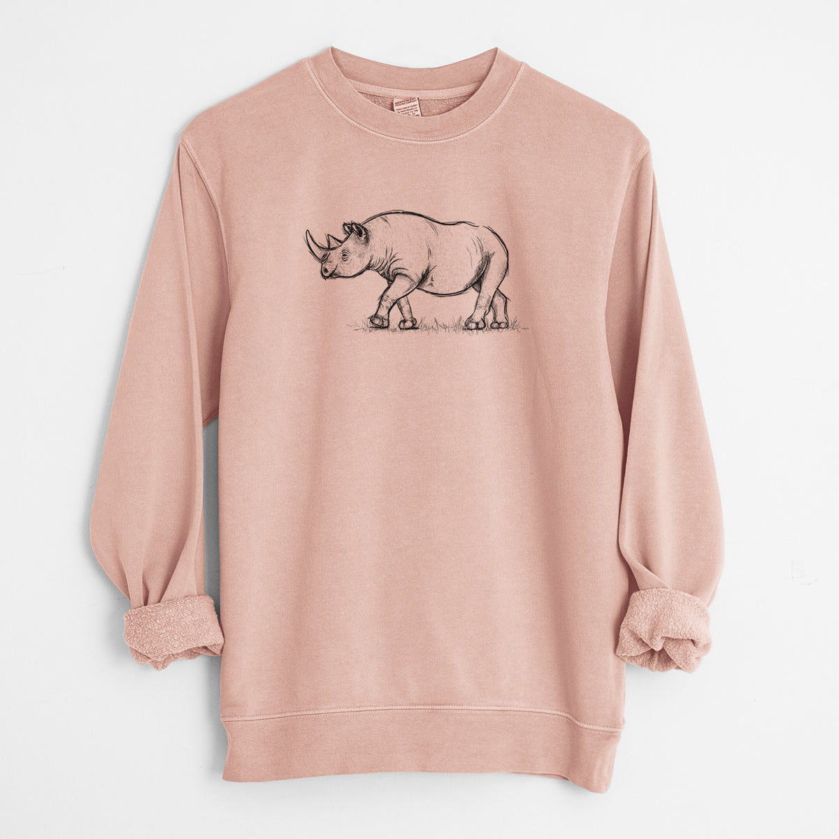 Black Rhinoceros - Diceros bicornis - Unisex Pigment Dyed Crew Sweatshirt in Dusty Pink