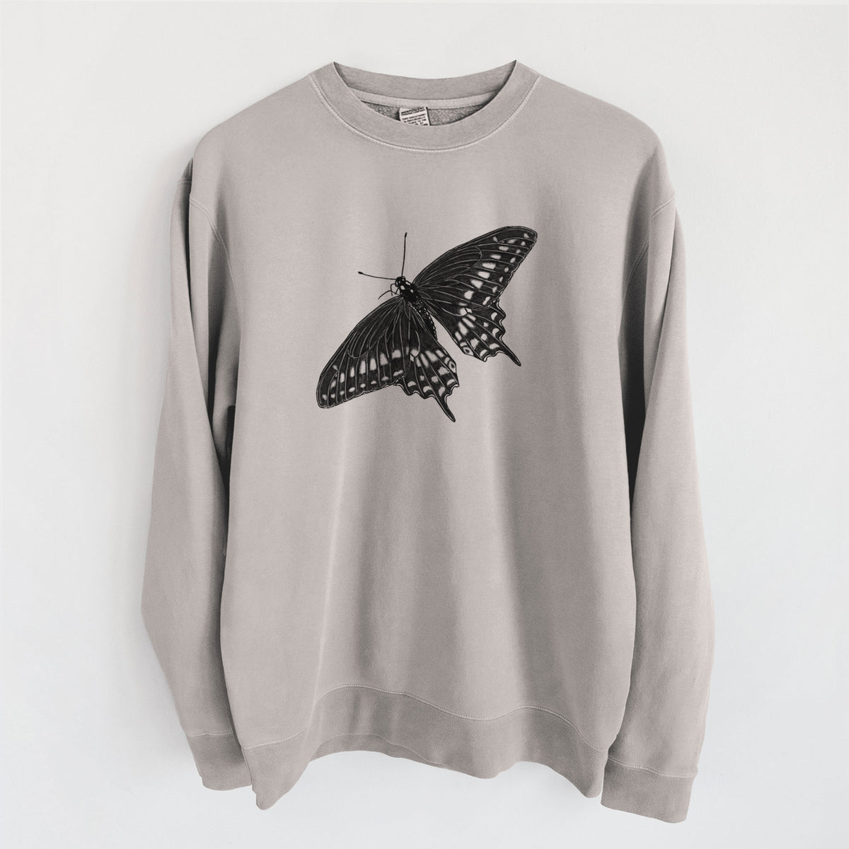 Black Swallowtail Butterfly - Papilio polyxenes - Unisex Pigment Dyed Crew Sweatshirt in Cement