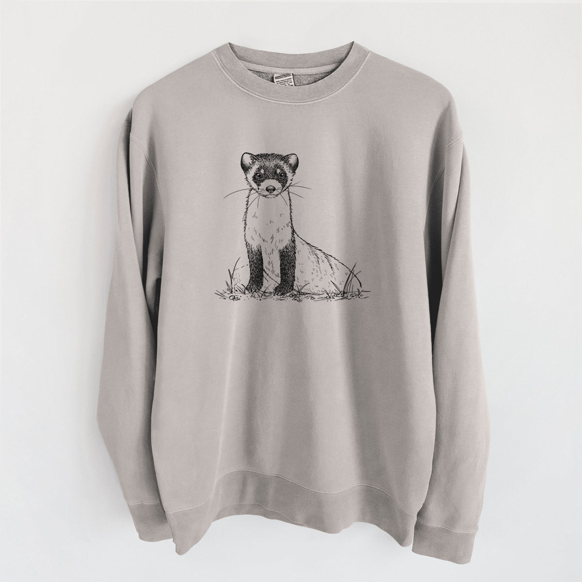 Black-footed Ferret - Mustela nigripes - Unisex Pigment Dyed Crew Sweatshirt in Cement