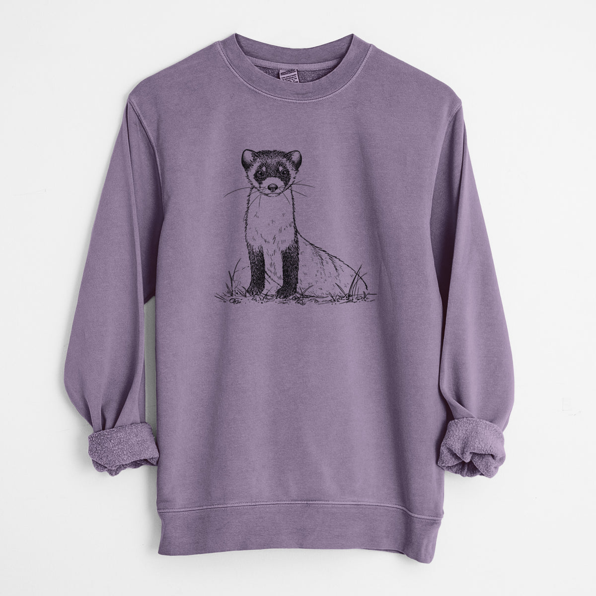 Black-footed Ferret - Mustela nigripes - Unisex Pigment Dyed Crew Sweatshirt in Plum