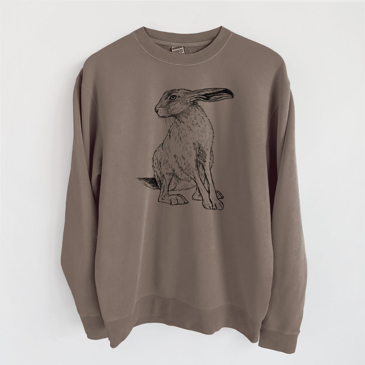 Black-tailed Jackrabbit - Lepus californicus - Unisex Pigment Dyed Crew Sweatshirt in Espresso Brown Color