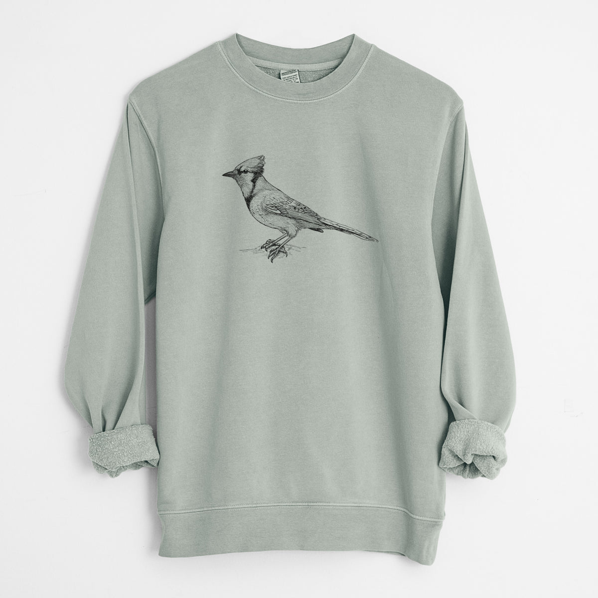 Blue Jay - Cyanocitta cristata - Unisex Pigment Dyed Crew Sweatshirt in Sage